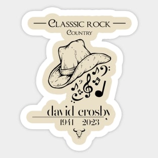 David crosby, classic rock country 70s black vintage Sticker